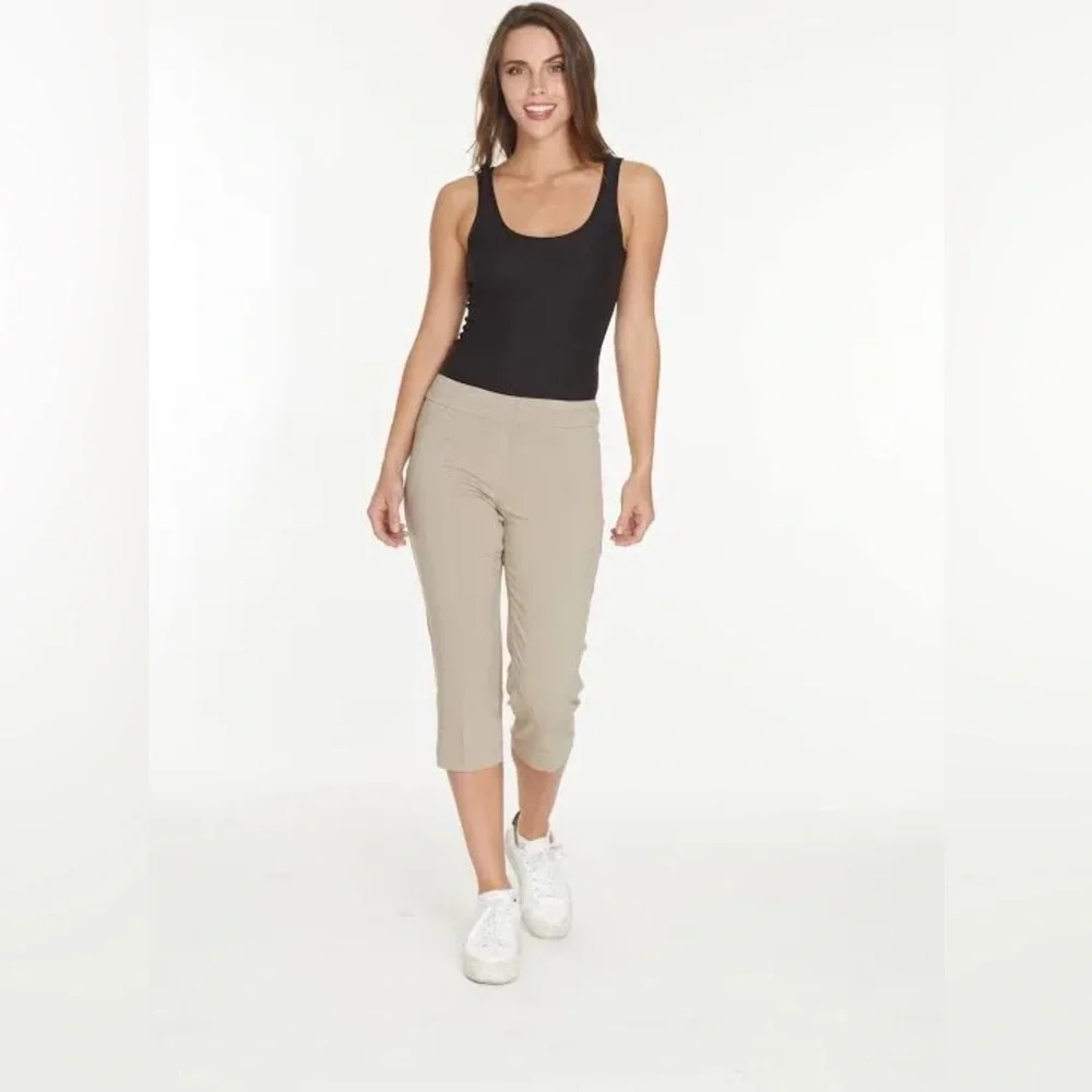Women’s “Slim-sation by MULTIPLES” Slimming Khaki Capris - Picture 11 of 12